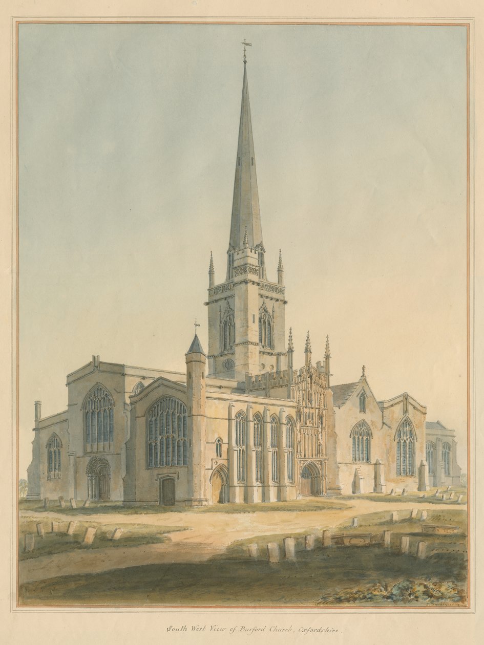 Oxfordshire - Burford Kilisesi, 1802 by John Buckler