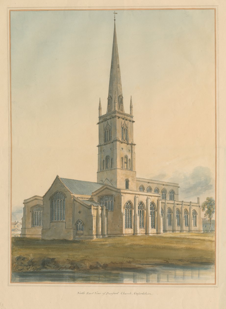 Oxfordshire - Burford Kilisesi, 1802 by John Buckler
