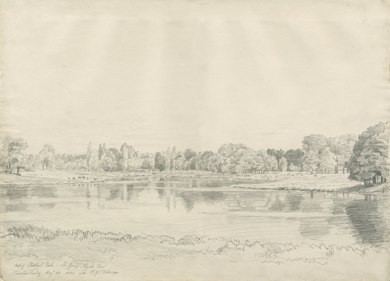 Pathshull House - Park ve Havuz: karakalem, 25 Ağu 1820 by John Buckler