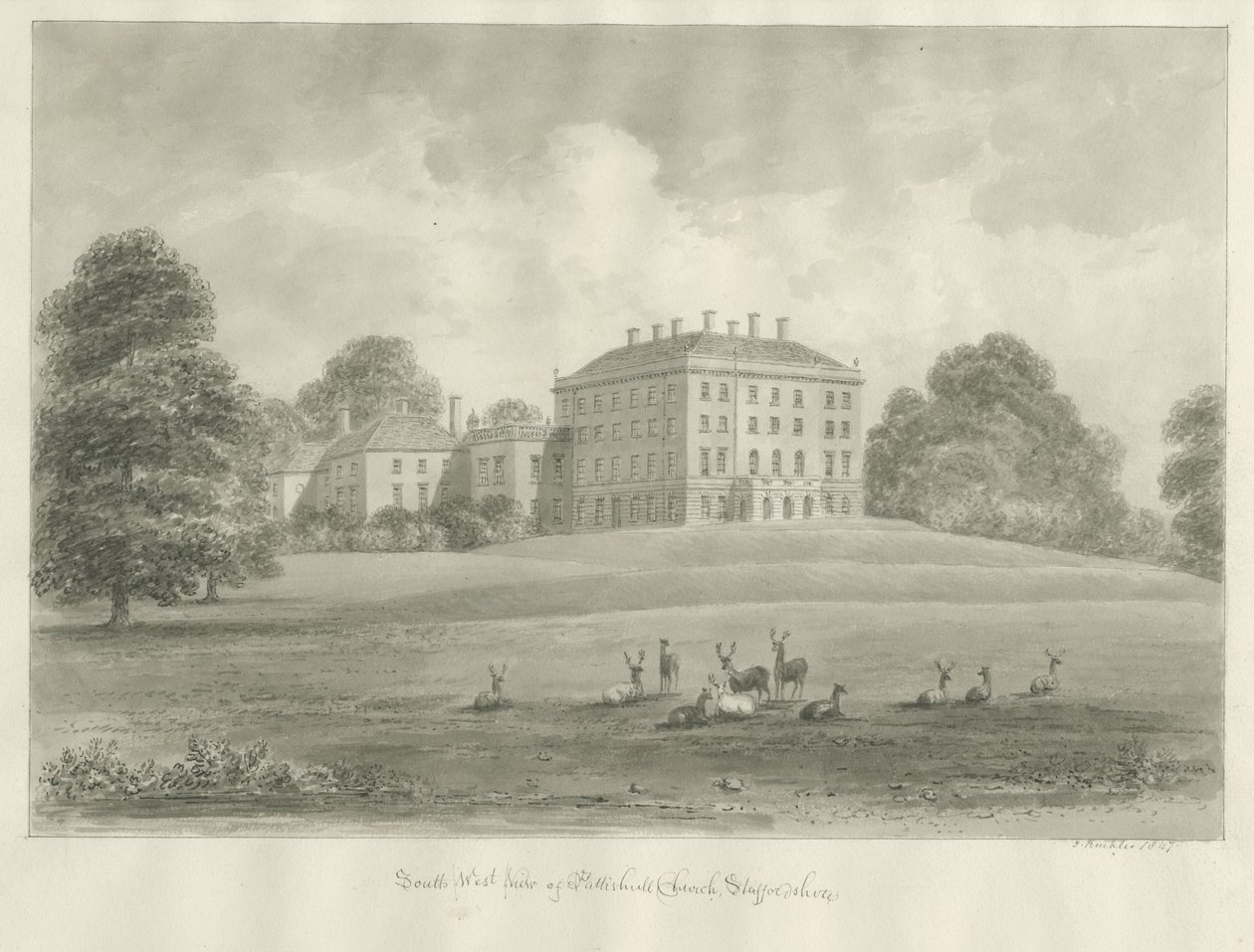 Pathshull Evi: sepya çizimi, 1847 by John Buckler