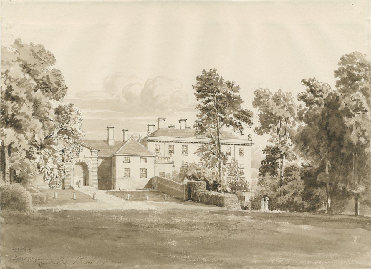 Patshull Evi: sepya yıkama çizimi, Ağustos 1820 (çizim) by John Buckler