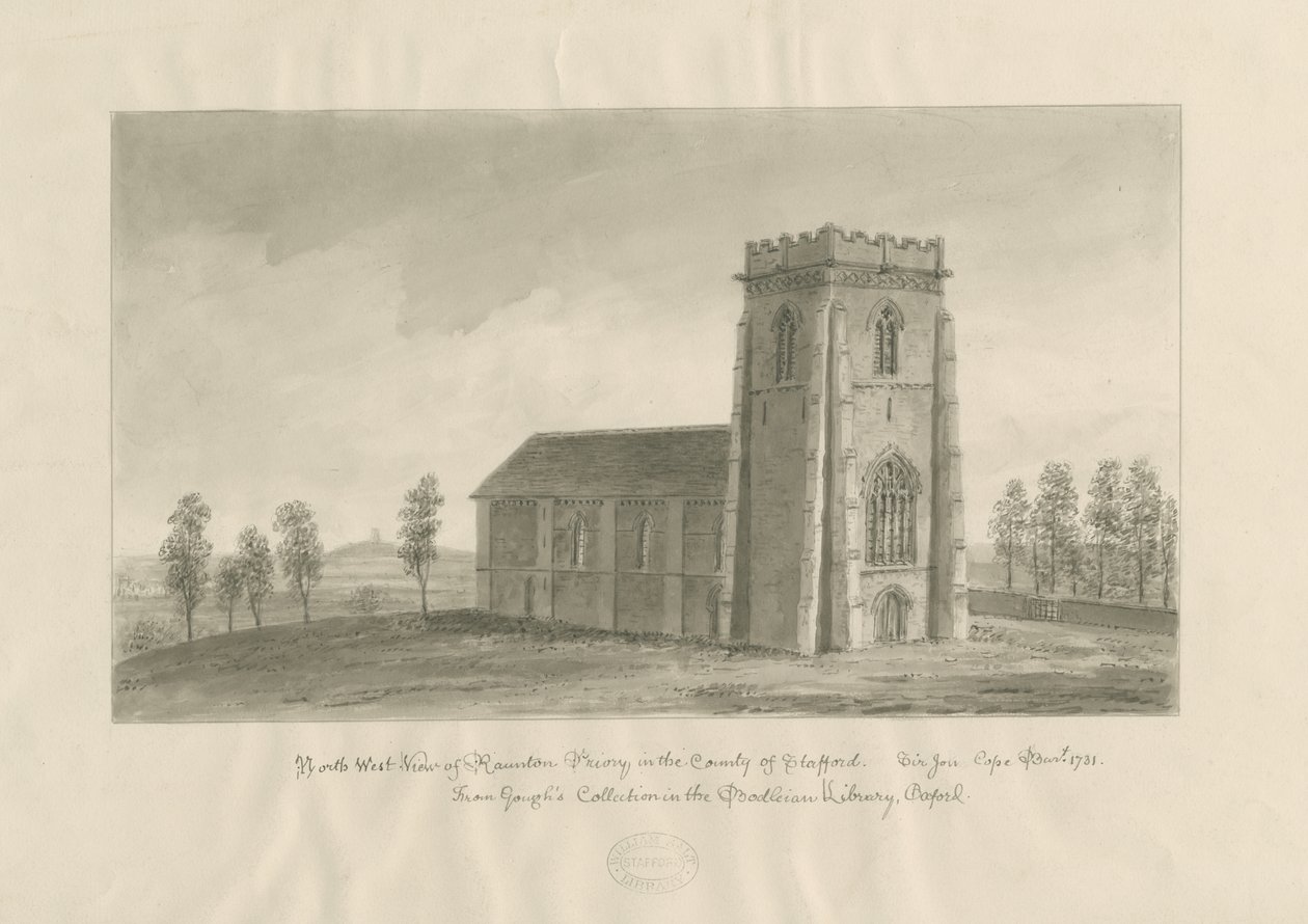 Ranton Abbey [Priory]: sepya çizimi, nd [1770-1851] (çizim) by John Buckler