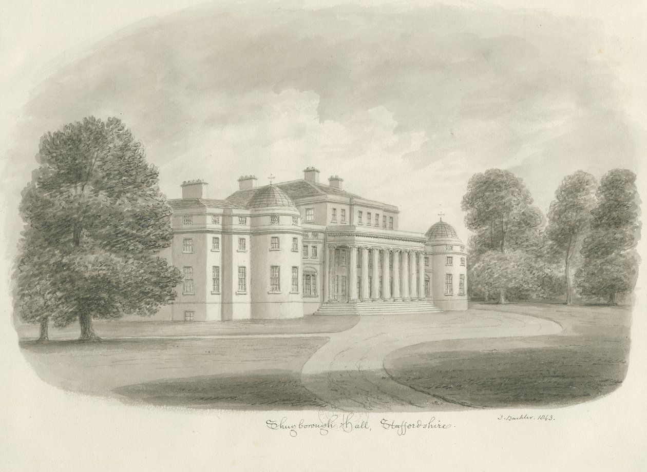 Shugborough Salonu: sepya çizimi, 1843 by John Buckler