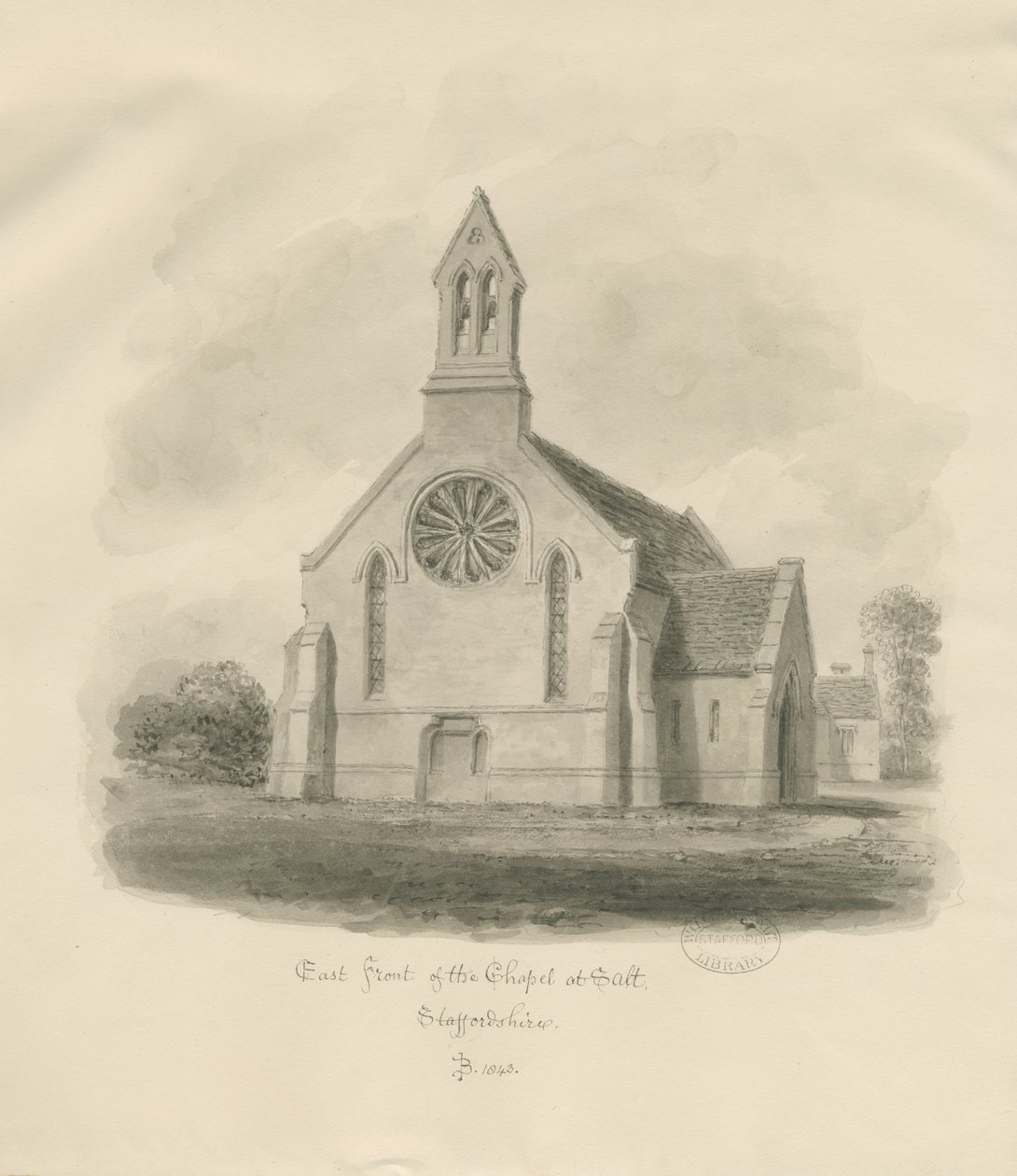 Stafford - Tuz Şapeli [St. James"]: sepya çizimi by John Buckler