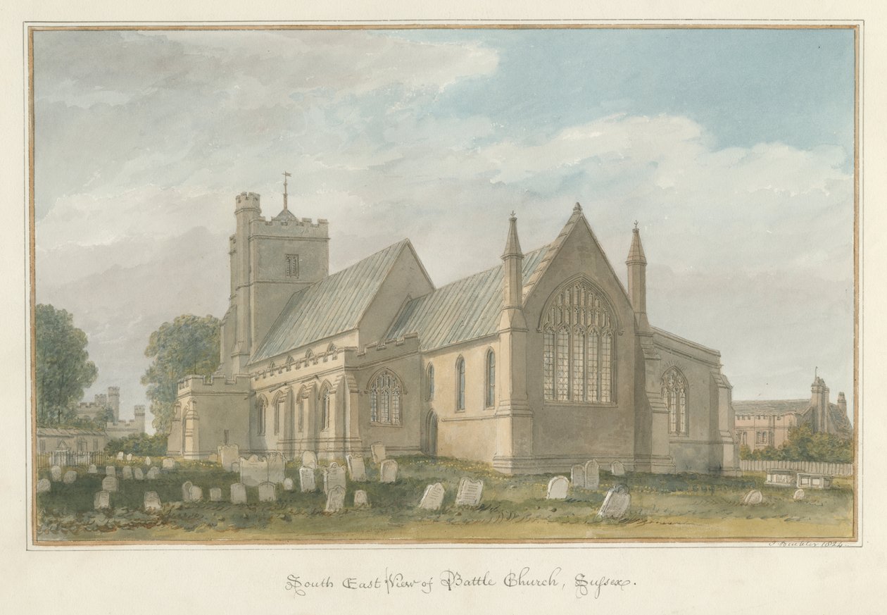 Sussex - Savaş Kilisesi, 1824 by John Buckler
