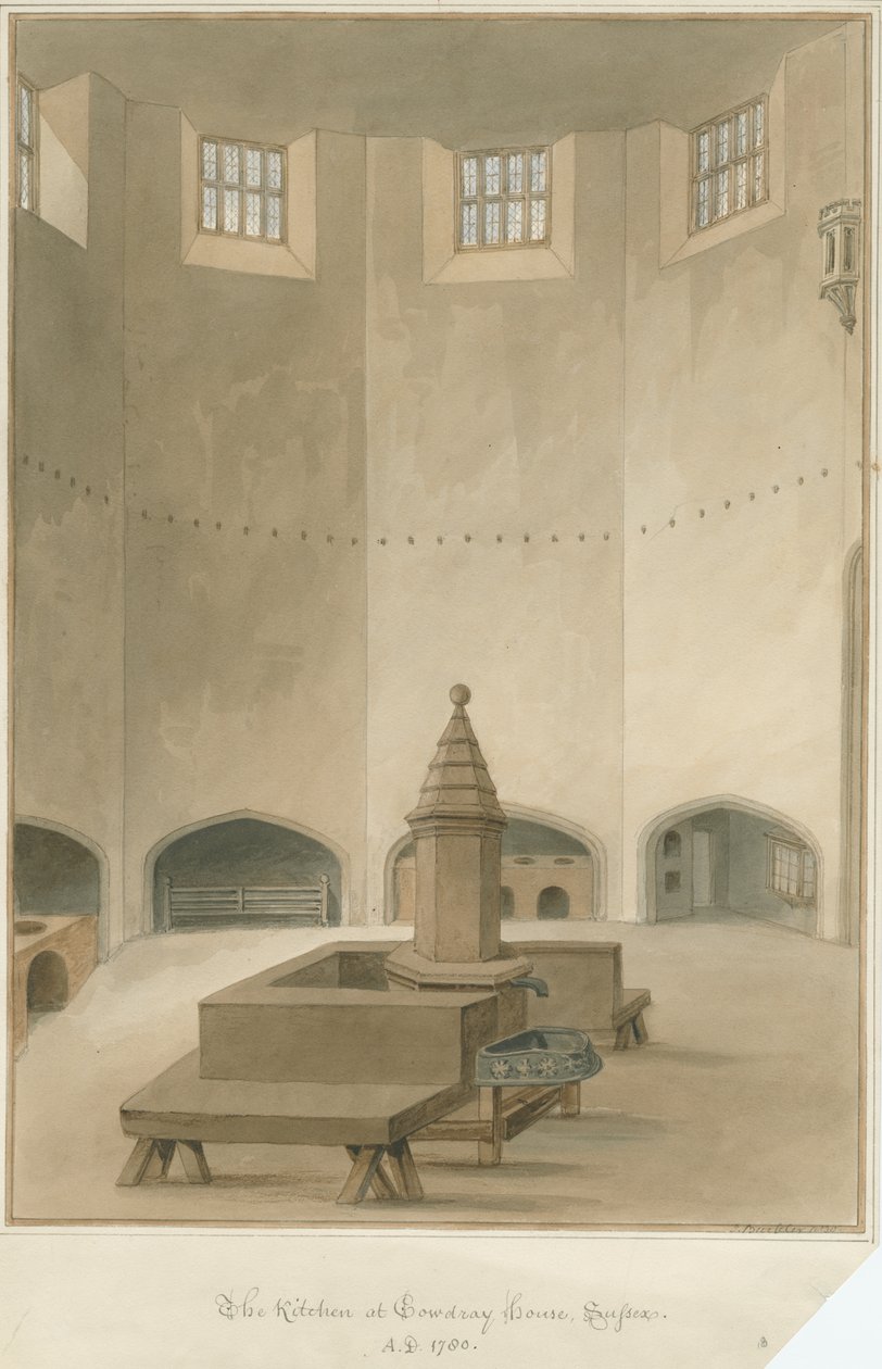 Sussex - Cowdray Evi - Mutfağın İç Mekanı, 1830 by John Buckler