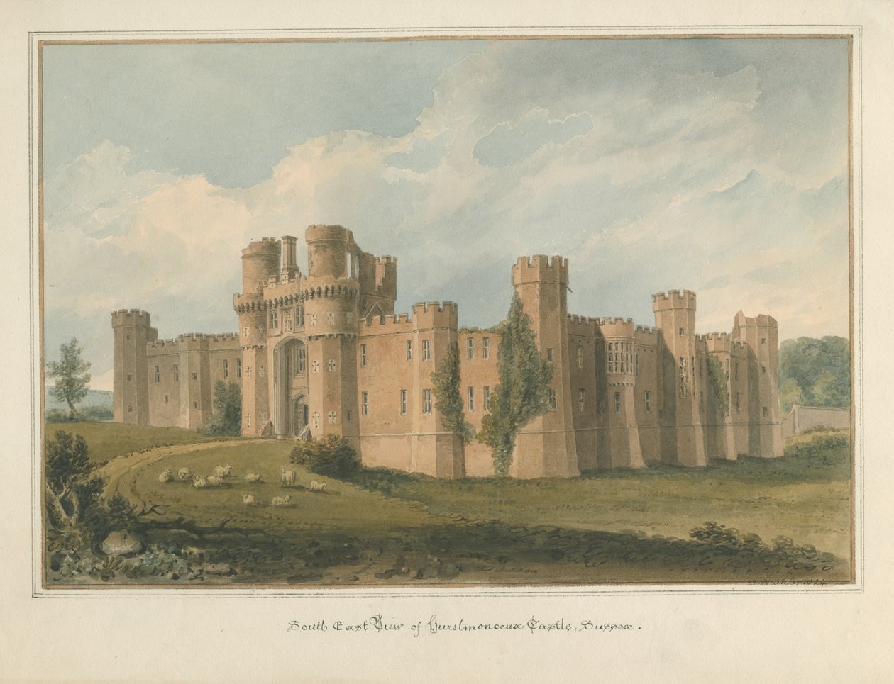Sussex - Herstmonceux Kalesi, 1824 by John Buckler