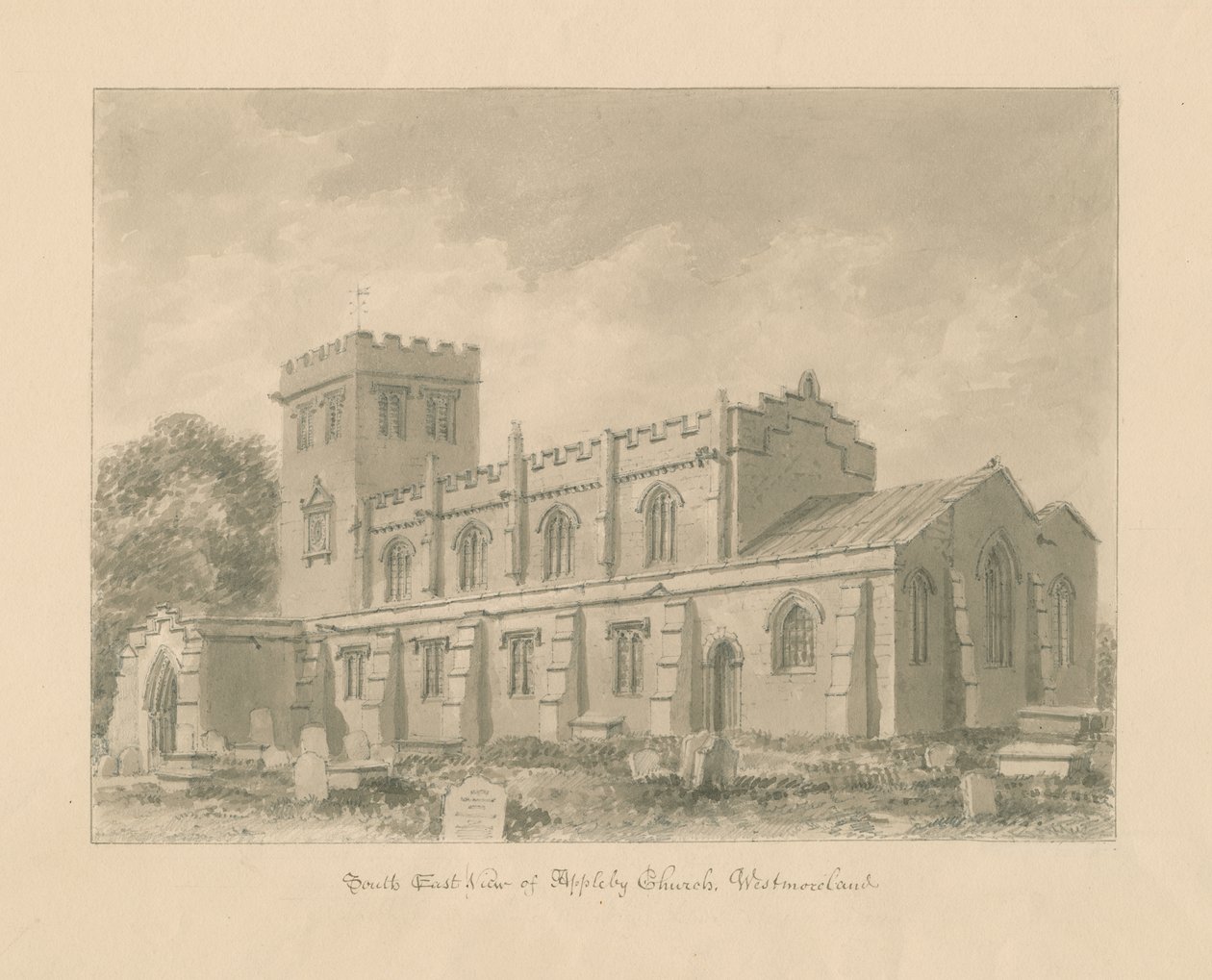 Westmorland - Appleby Kilisesi: sepya çizimi, 1800 by John Buckler