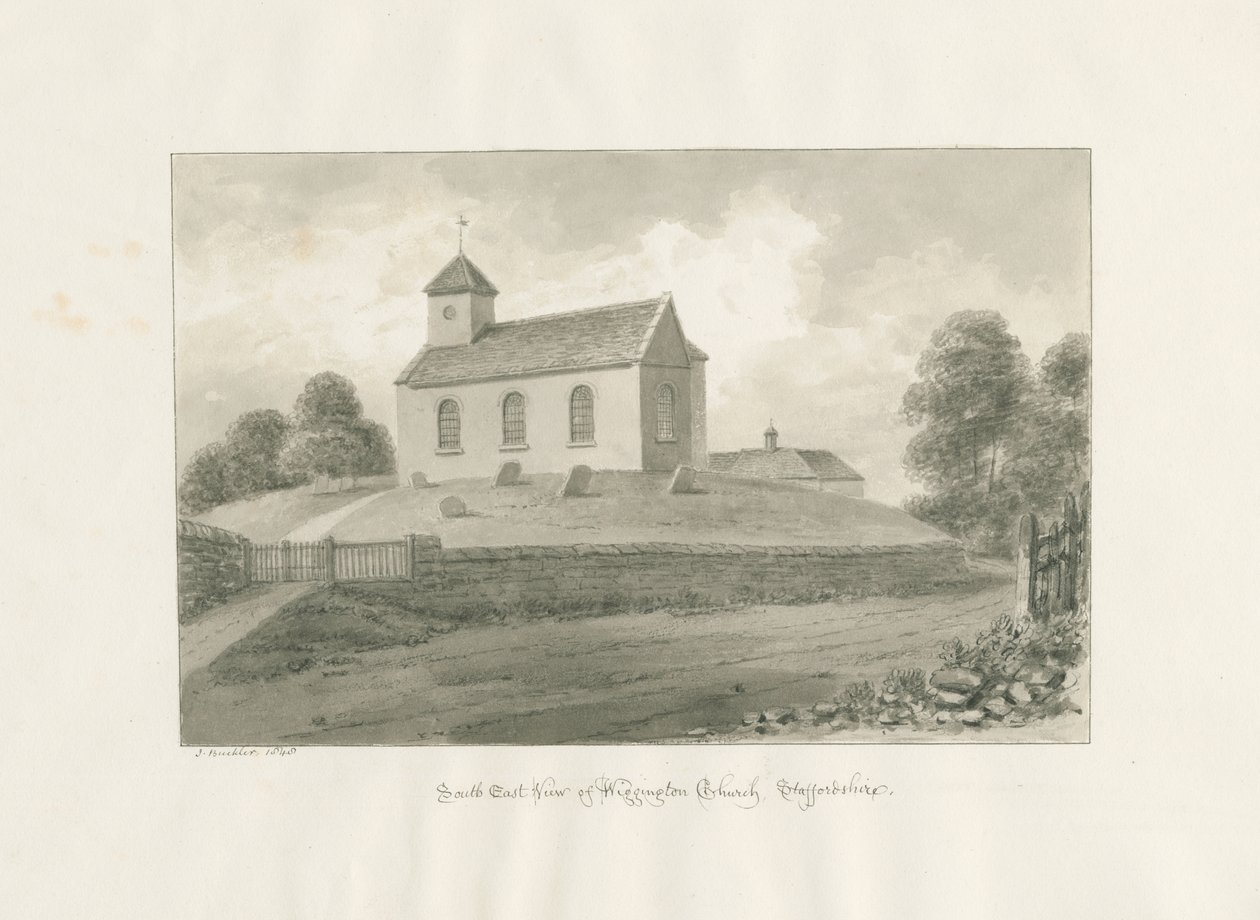 Wigginton Kilisesi: sepya çizimi, 1848 by John Buckler