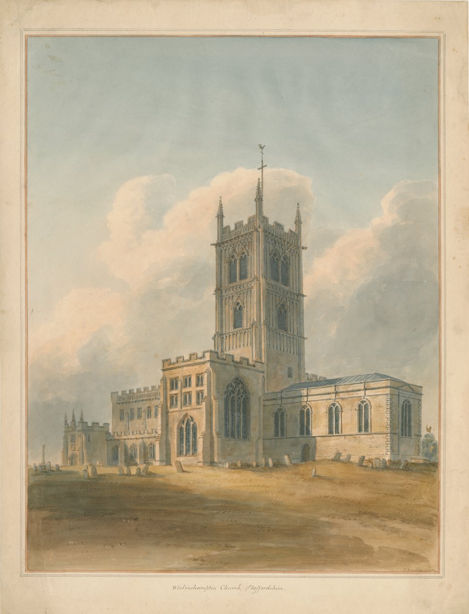 Wolverhampton - Aziz Petrus Kilisesi: suluboya resim, 1844 by John Buckler