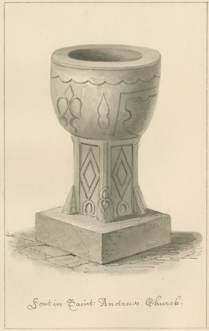Worcestershire - Droitwich - Aziz Andrew Kilisesi Yazı Tipi, 1833 by John Buckler