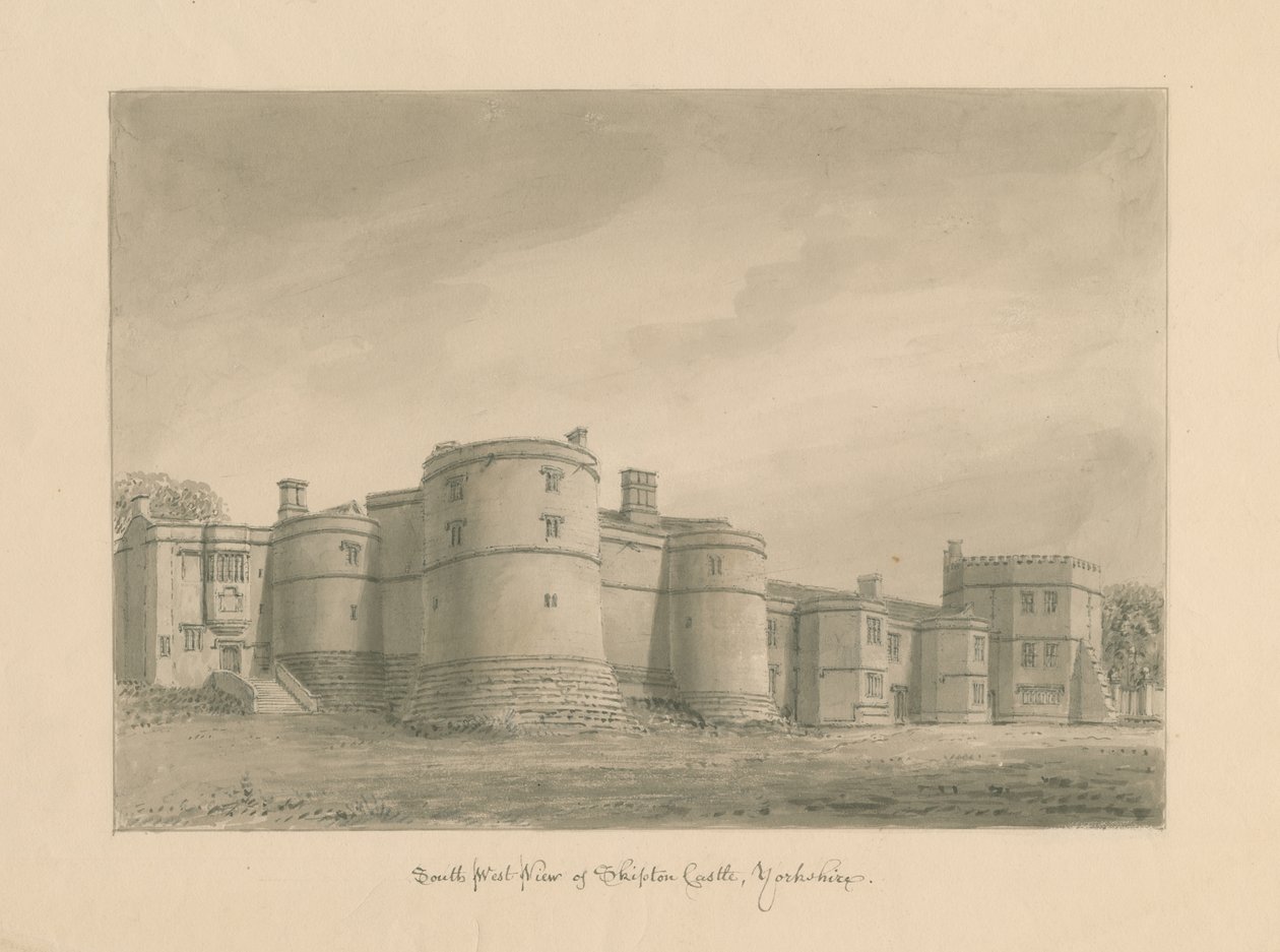 Yorkshire - Skipton Kalesi: sepya çizimi, 1818 by John Buckler