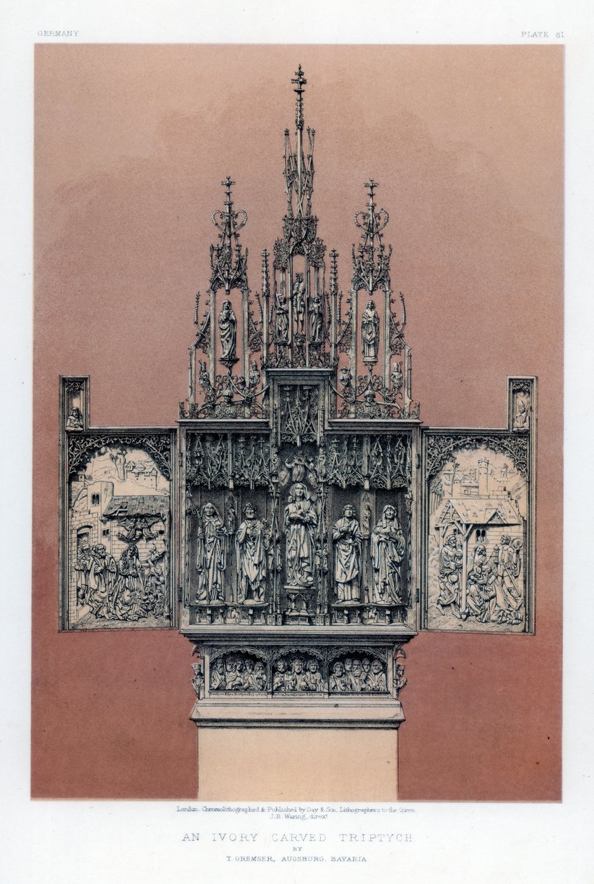Fildişi Oyma Üç Parçalı, 19. yüzyıl. by John Burley Waring