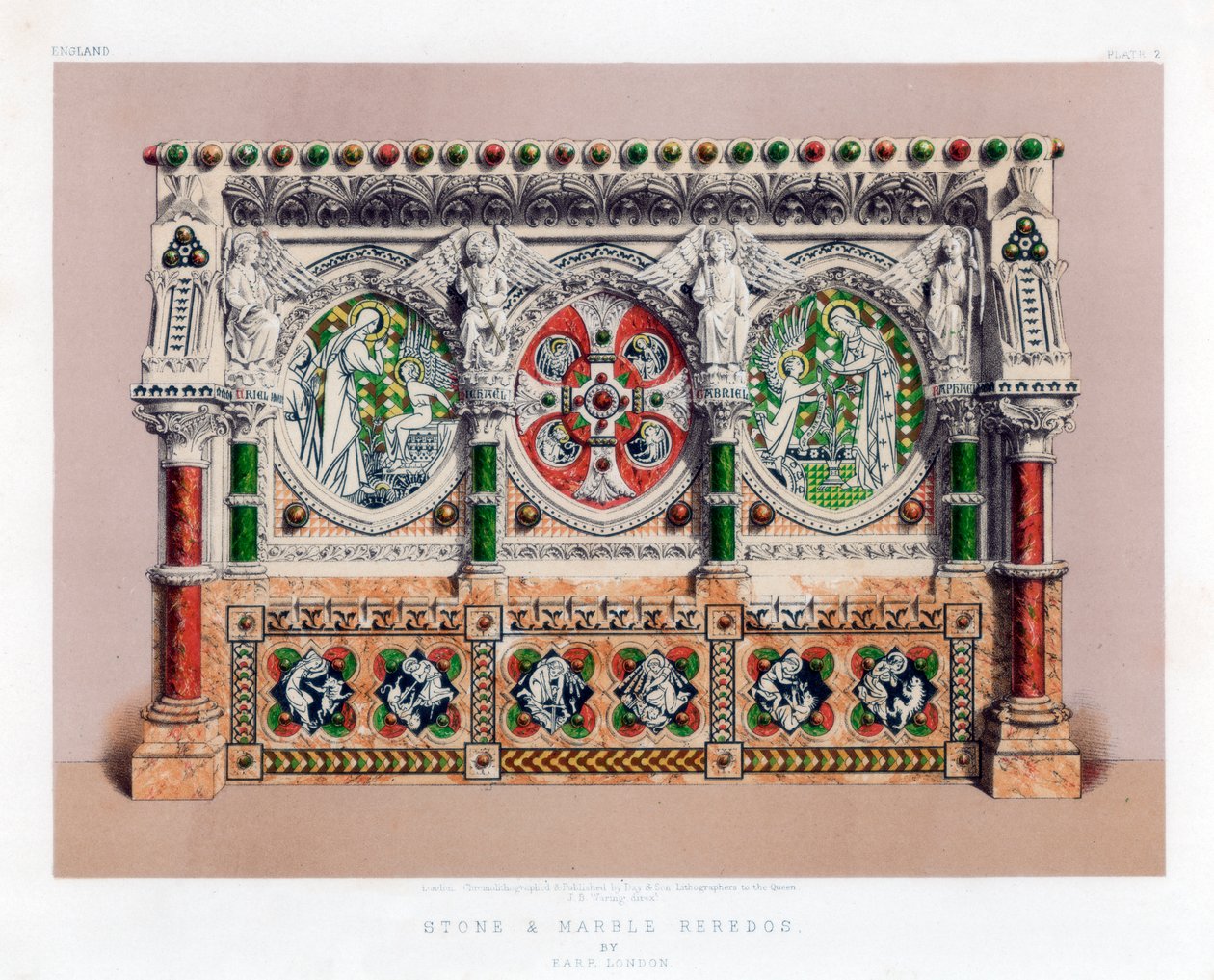 Taş ve Mermer Reredos, 19. yüzyıl. by John Burley Waring