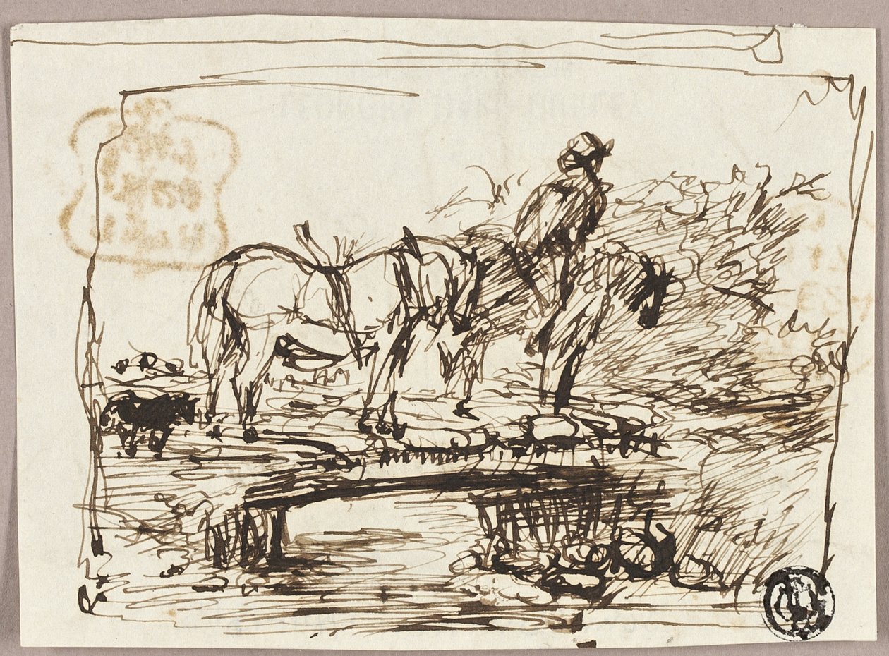 Köprüden Geçen Atların Kroki by John Burnet