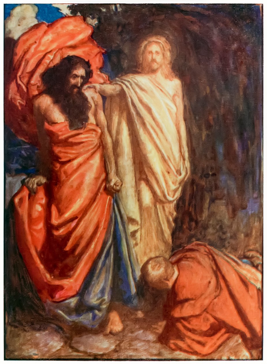 Hacılar Bu Dünyadan İlerleme, Gelecek Olandan Musa tarafından vurulan Sadık John Bunyan (1628-1688) Byam Shaw