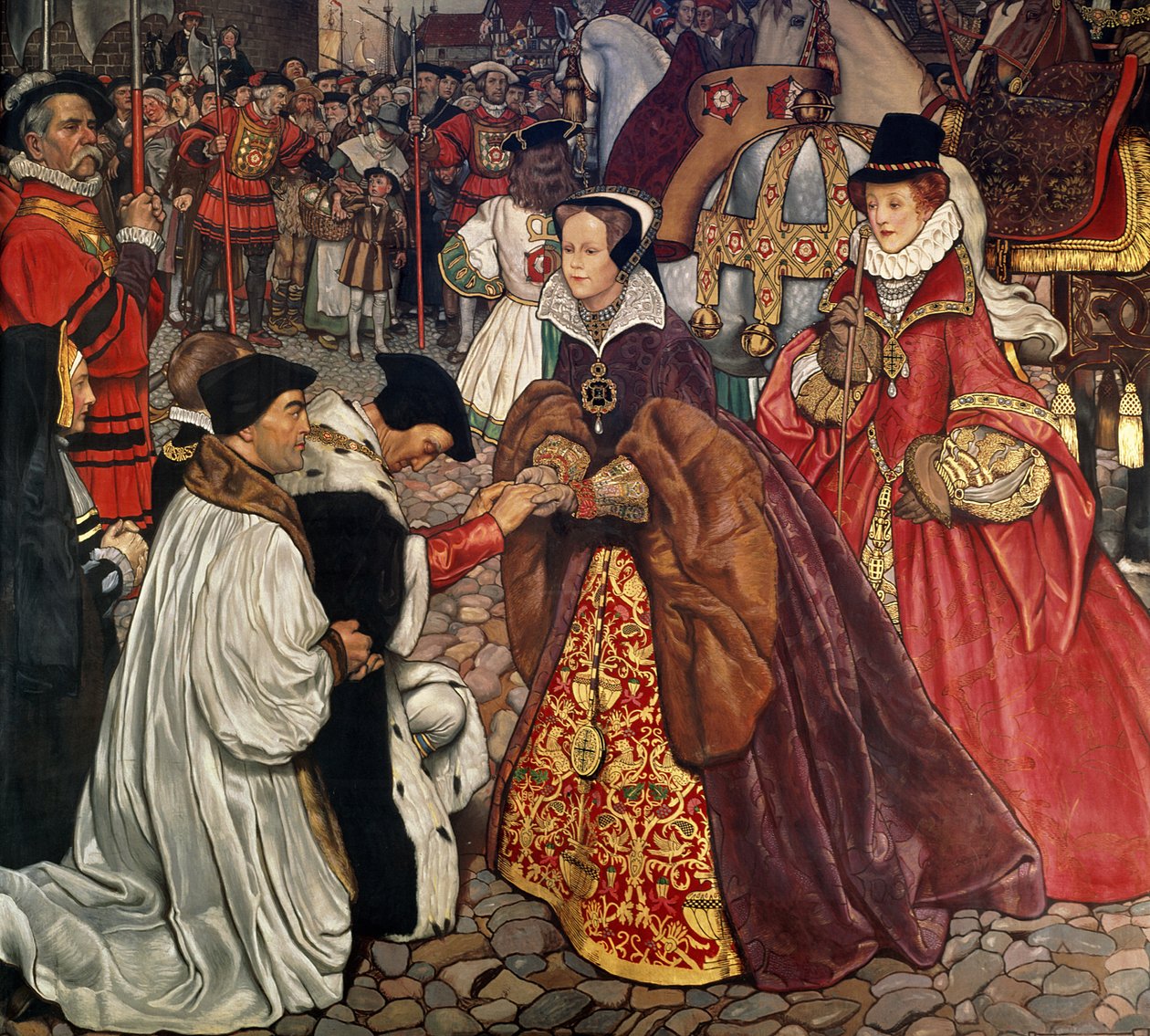 Kraliçe Mary (1516-58) ve Prenses Elizabeth (1533-1603) Londra