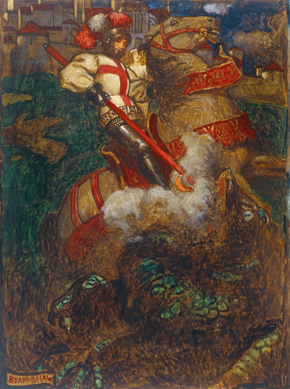 Aziz George ejderhayı öldürürken, 1908 by John Byam Liston Shaw