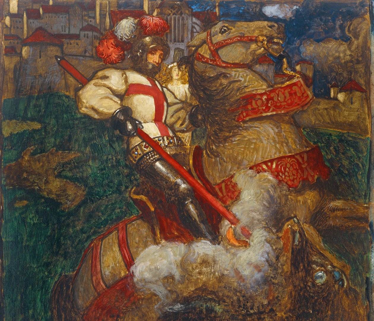 Aziz George ejderhayı öldürürken, 1908 by John Byam Liston Shaw