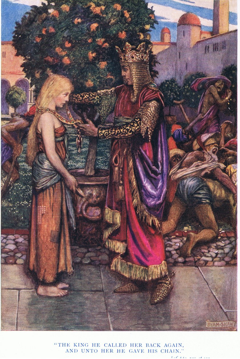 Kral onu tekrar aradı ve ona zincirini verdi, 1928 by John Byam Liston Shaw