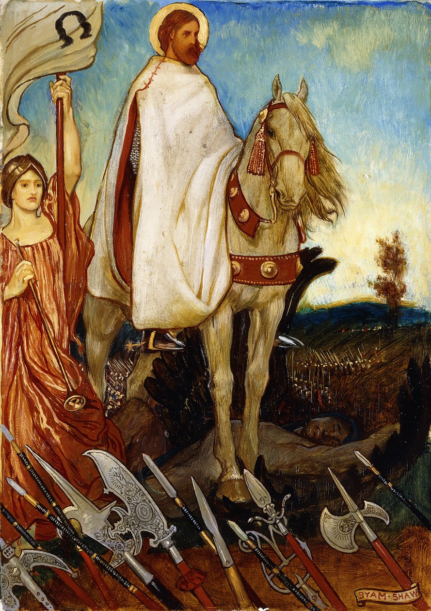 Müthiş bir Marshall Mareşali var, dostum, taburlarımızı yerleştiriyor; Güvenip güvenelim, istasyonlarımızda kalıp çalışalım”, by John Byam Liston Shaw