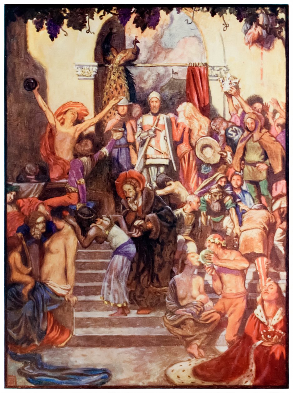 Hacılardan Vanity Fair Bu Dünyadan Gelecek Olanlara İlerliyor John Bunyan (1628-1688) Byam Shaw (1872-1919) tarafından Hıristiyan ve Sadık