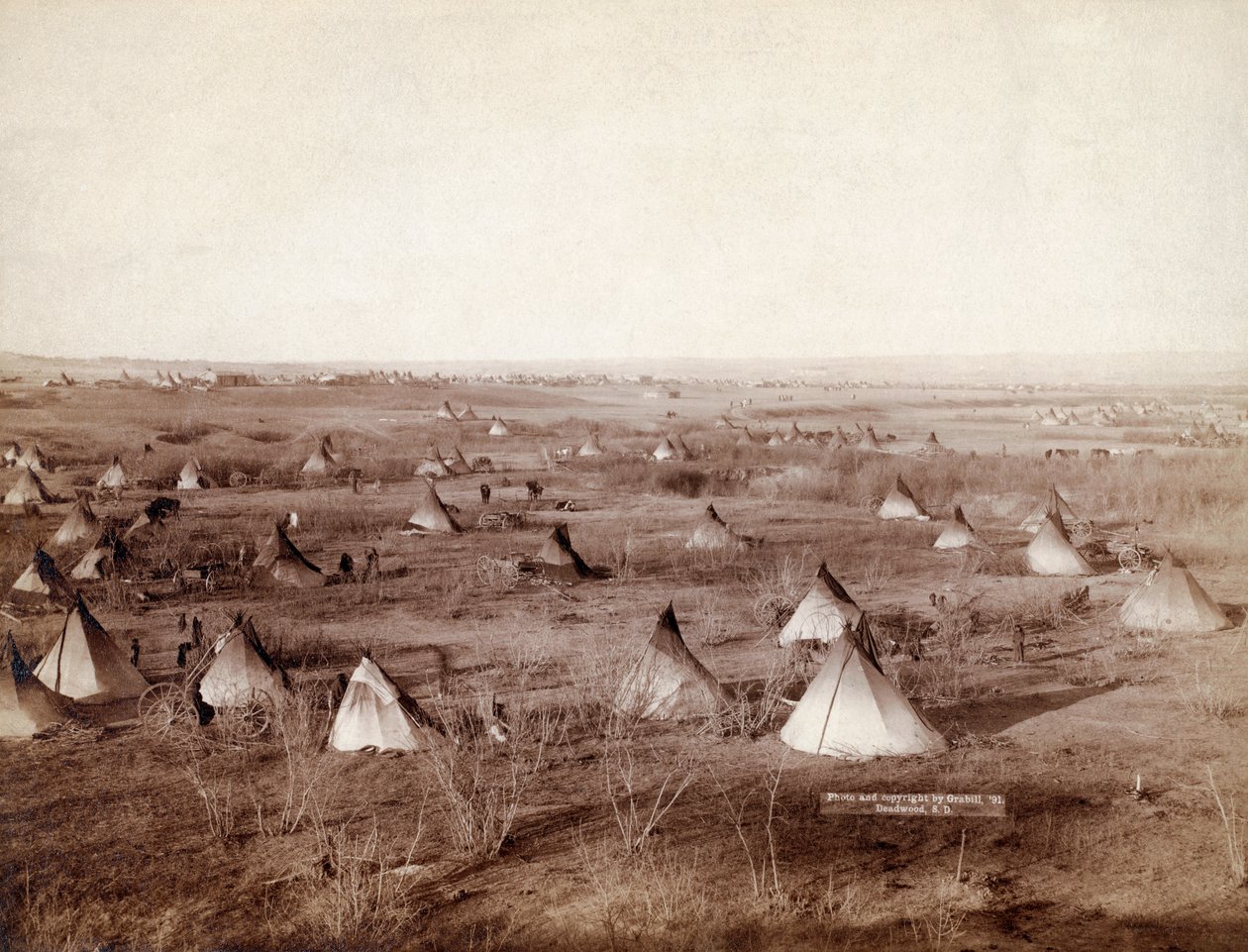John Grabill tarafından 1891 yılında Lakota Kabile Köyü by John C. H. Grabill
