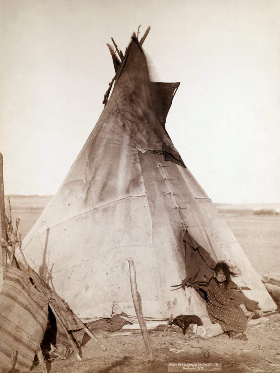 Tipi Önünde Oturan Oglala Kız by John C. H. Grabill