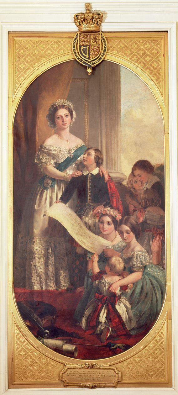 Kraliçe Victoria (1819-1901), Albert Edward, Galler Prensi, Victoria, Kraliyet Prensesi ve Kraliyet Ailesinin diğer üyeleri ile birlikte, 1864 by John Calcott Cope