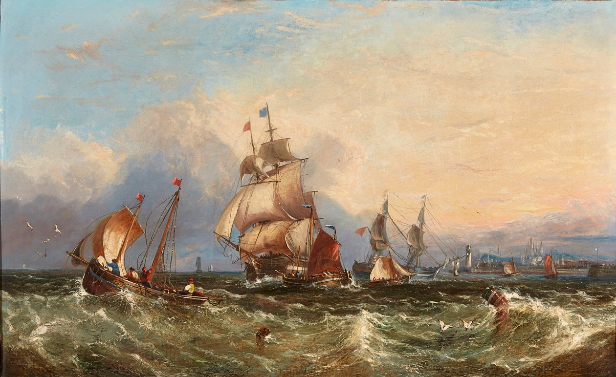 Sahildeki Gemiler (tuval üzerine yağlı boya) by John Callow