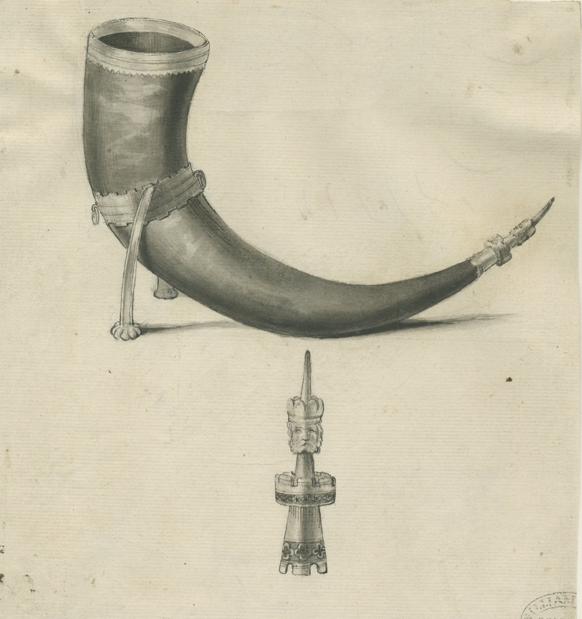 Lichfield - İçme Boynuzu: kalem ve sepya çizimi, nd [1748-1817] (çizim) by John Carter