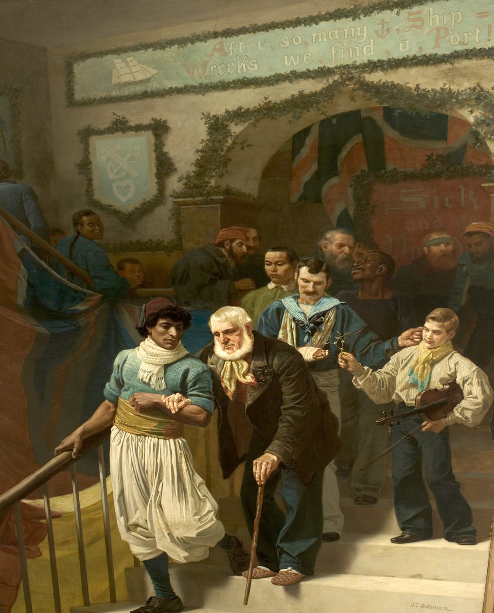 Sıkıntıdaki Arkadaşlar, Greenwich Dreadnought Hastanesinde Noel Günü by John Charles Dollman