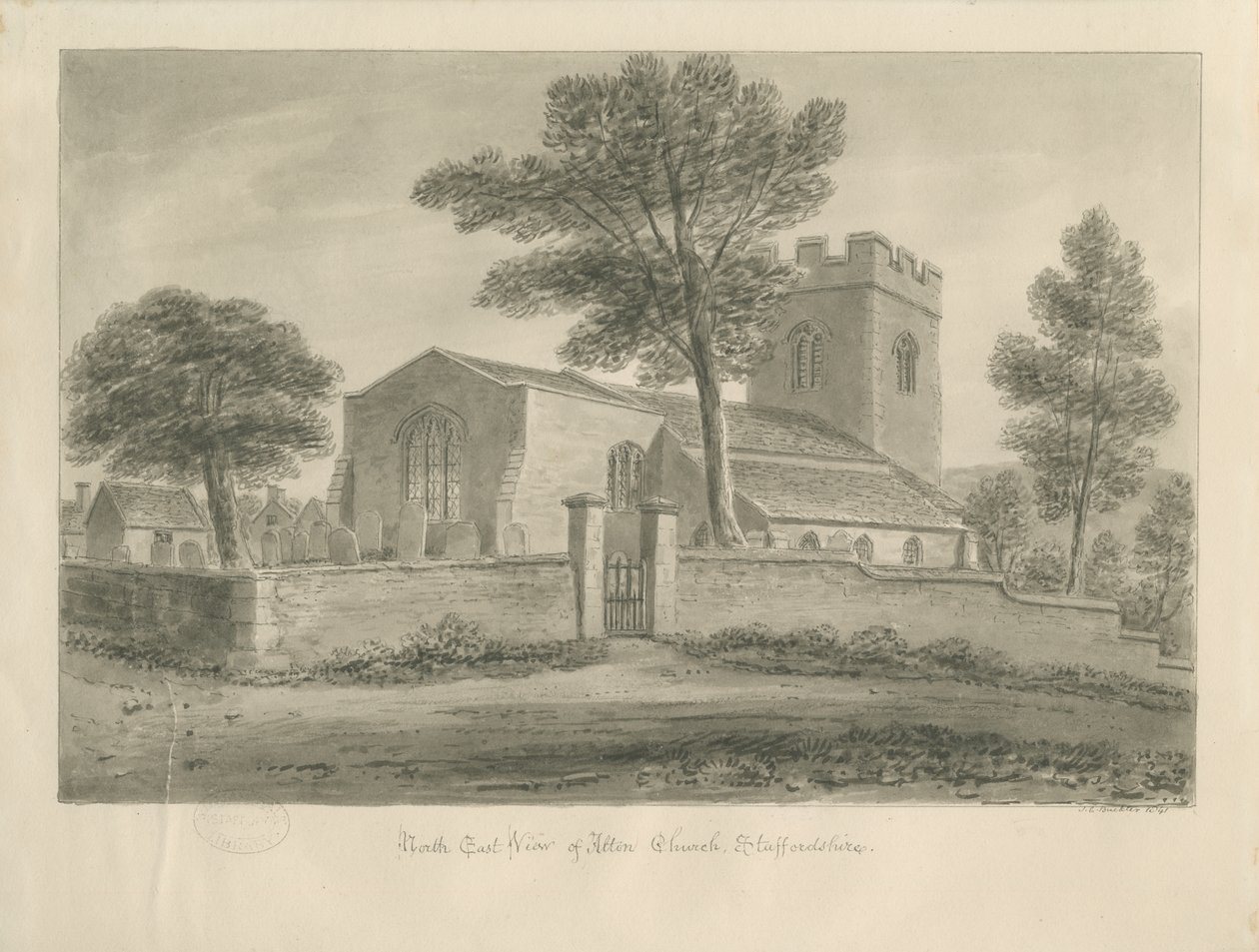 Alton Kilisesi: sepya çizimi, 1841 by John Chessell Buckler