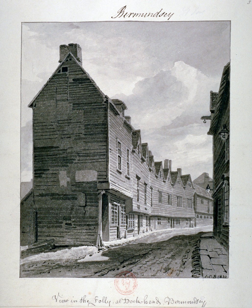 Dockhead Folly, Bermondsey, Londra, 1820 by John Chessell Buckler