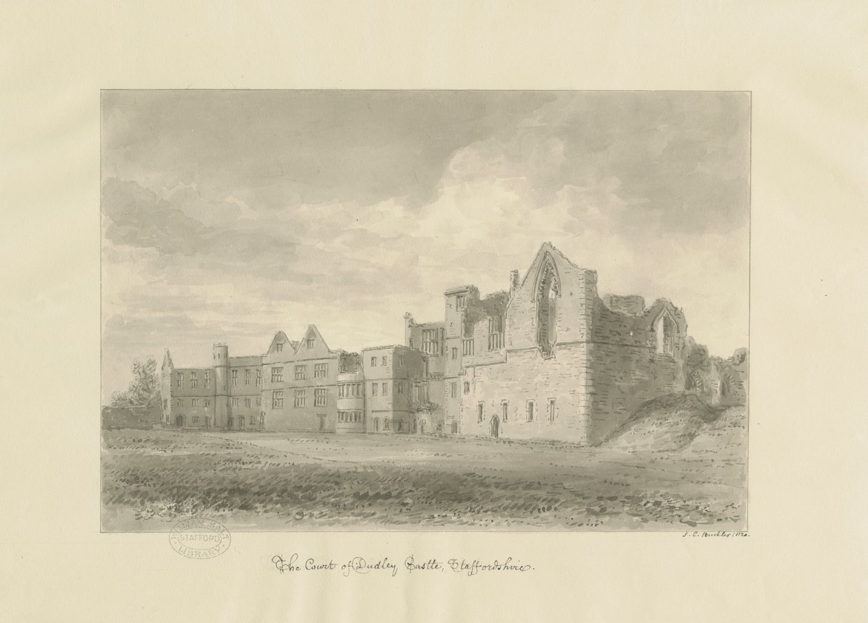 Dudley Castle - Court Yard: sepya çizimi, 1820 by John Chessell Buckler