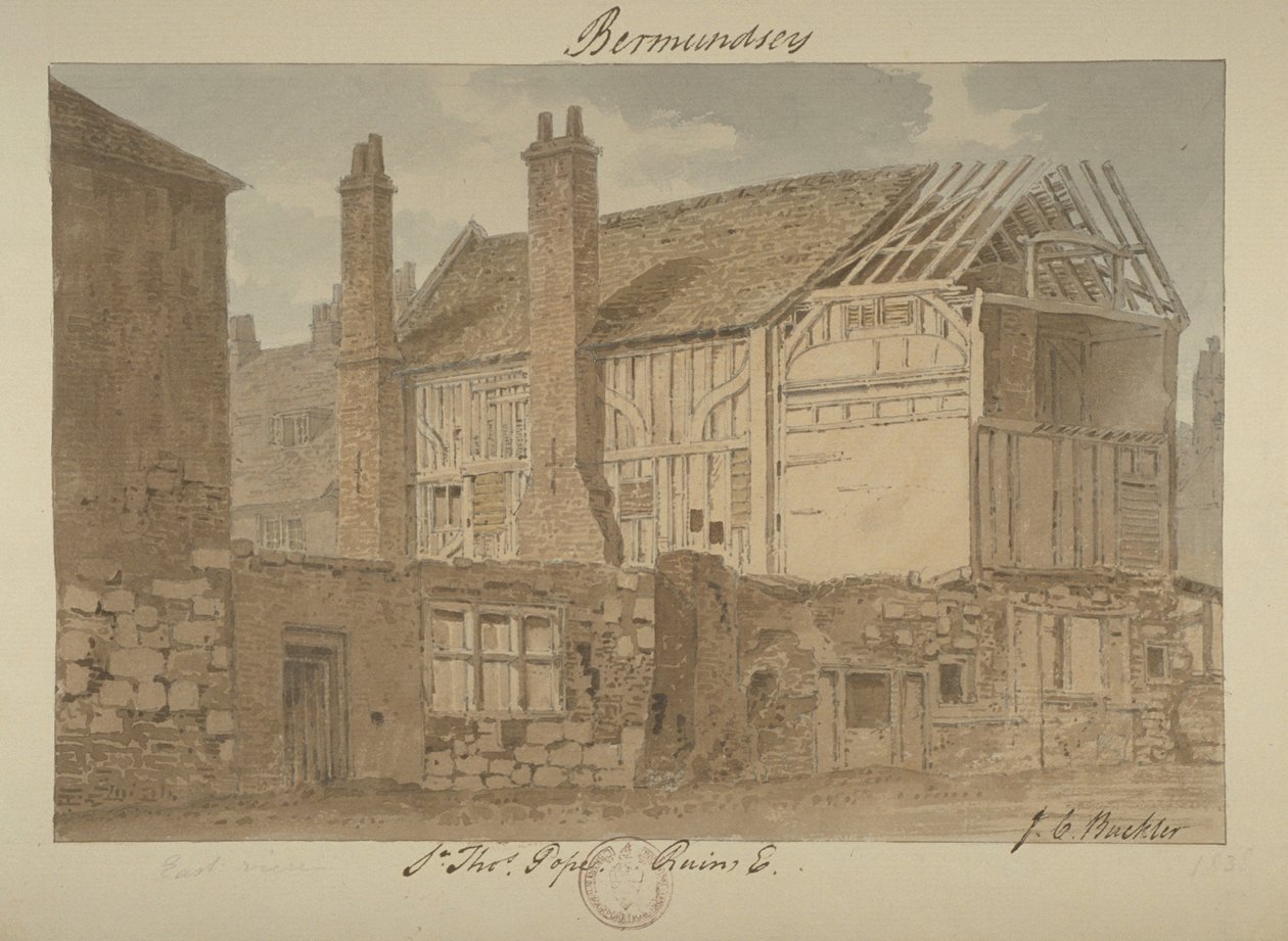 Bermondsey House harabelerinin doğu görünümü, 1838 by John Chessell Buckler