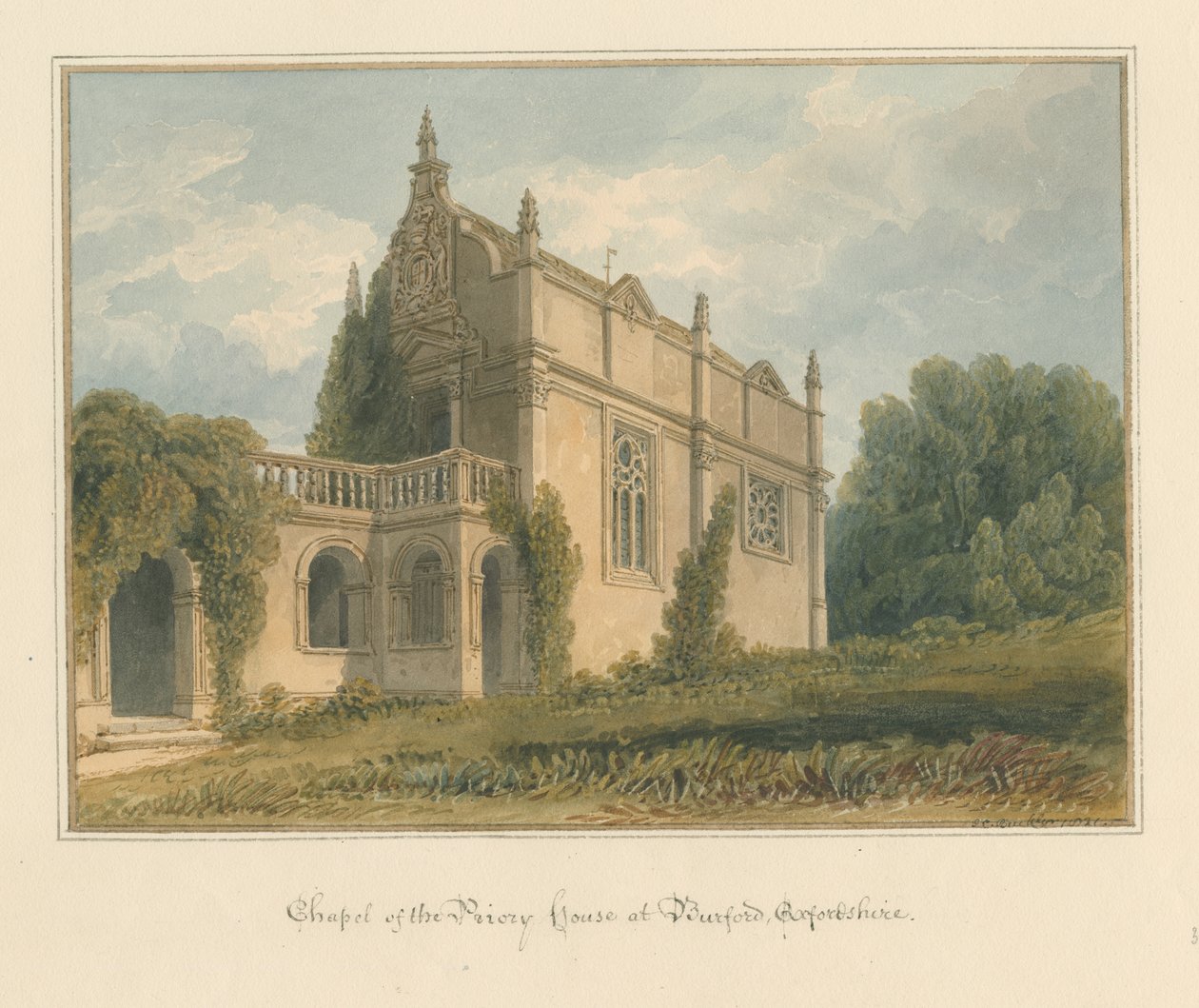 Oxfordshire - Burford - Manastır Evi Şapeli, 1821 by John Chessell Buckler