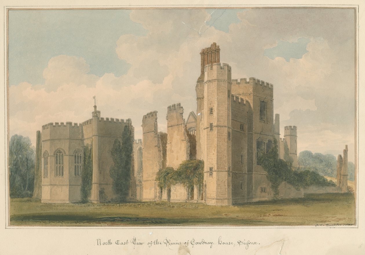 Sussex - Cowdray Evi, 1825 by John Chessell Buckler