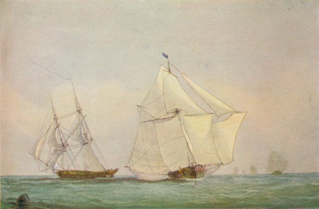 Leith Smack Yüzerek Koşuyor, Ekim, 1838 by John Christian Schetky