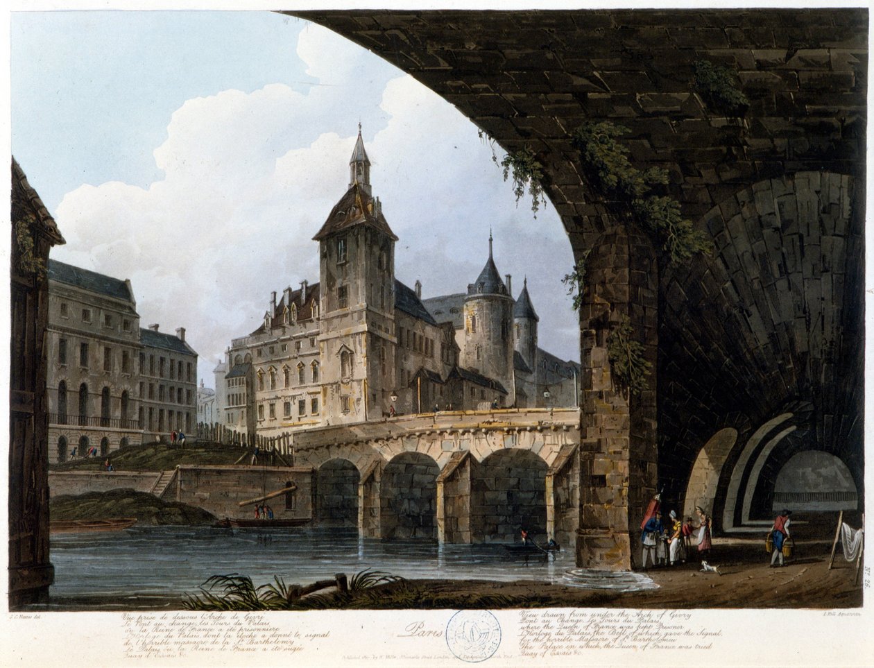 Paris: Le Pont au Change - “” Paris, J.C. Mats tarafından görüldü”, ed. Miller, Londra by John Claude Nattes
