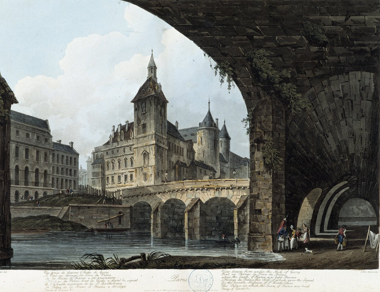 Paris: Le Pont au Change - “” Paris, J.C. Mats tarafından görüldü”, ed. Miller, Londra by John Claude Nattes