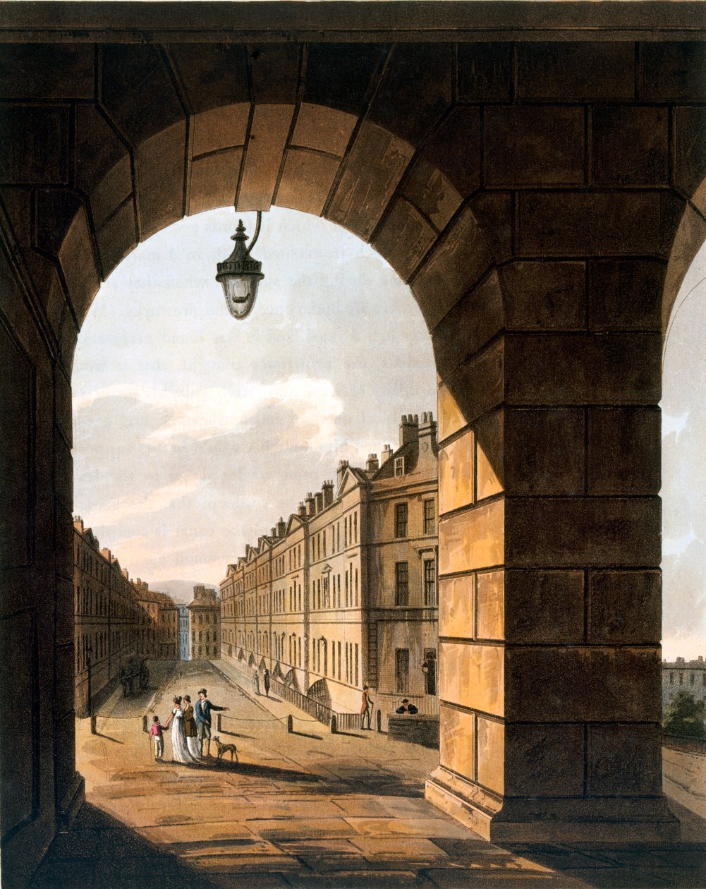 Sokak sahnesi, Bath (aquatint) by John Claude Nattes