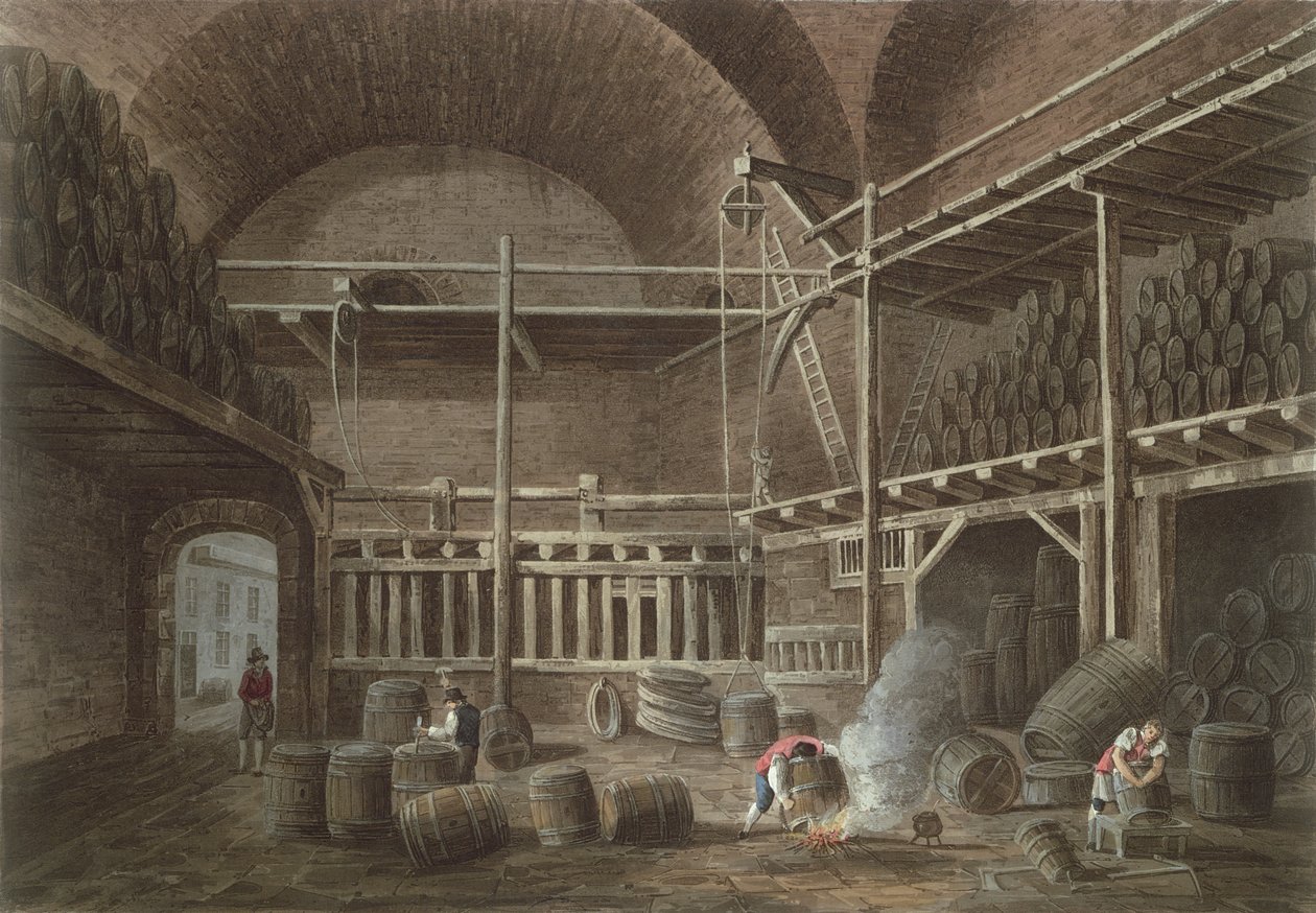 Hotel de Cluny'deki Julian Hamamları, 1809 (aquatint) by John Claude Nattes
