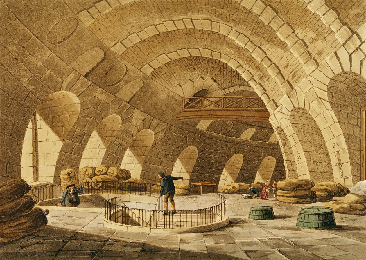 Buğday Deposu, Rue de Viarmes, I. Hill tarafından oyulmuş by John Claude Nattes