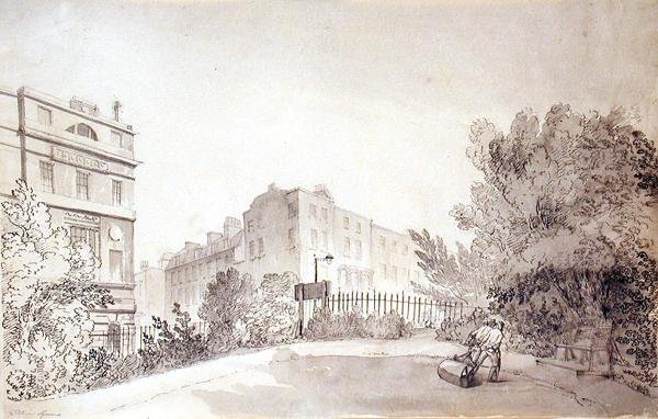 Bir Bahçe Silindirini çeken İki Figürlü Fitzroy Meydanı