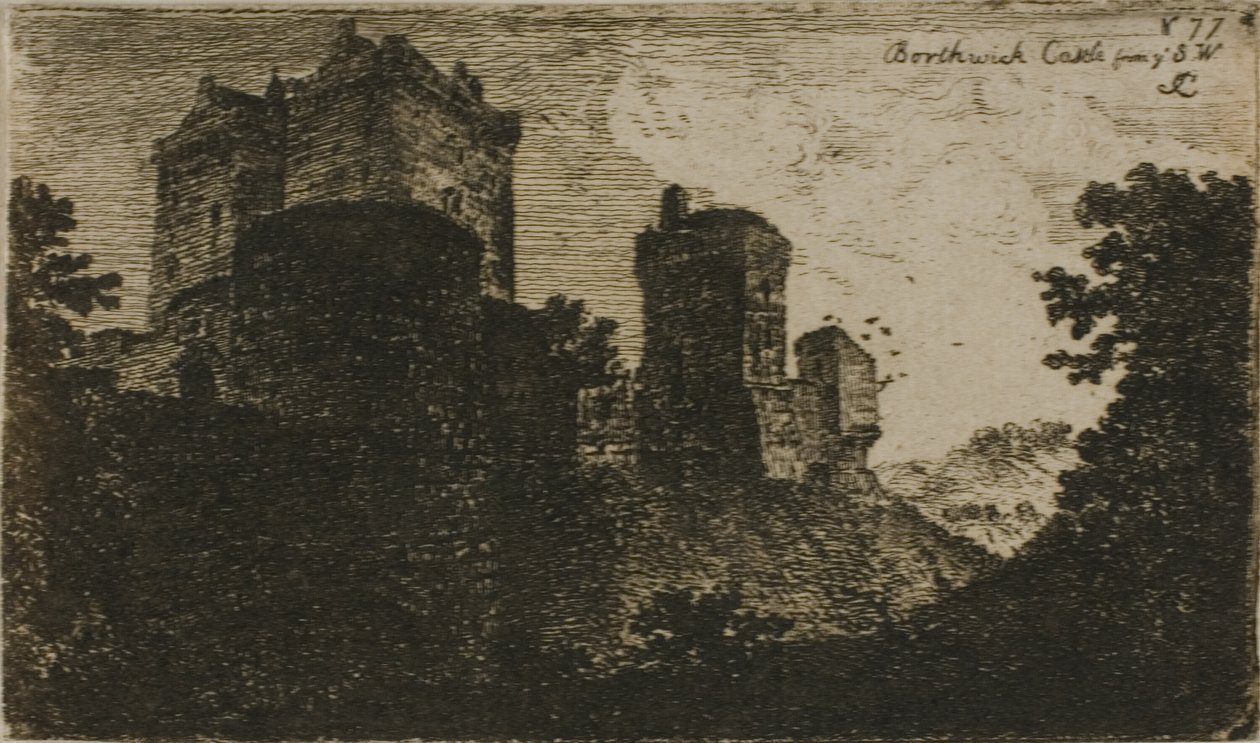 Güneybatıdan Borthwick Kalesi by John Clerk of Eldin