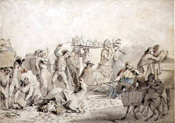 Sokak Manzarası (kağıt üzerine sulu boya ile kalem ve mürekkep) by John Collet