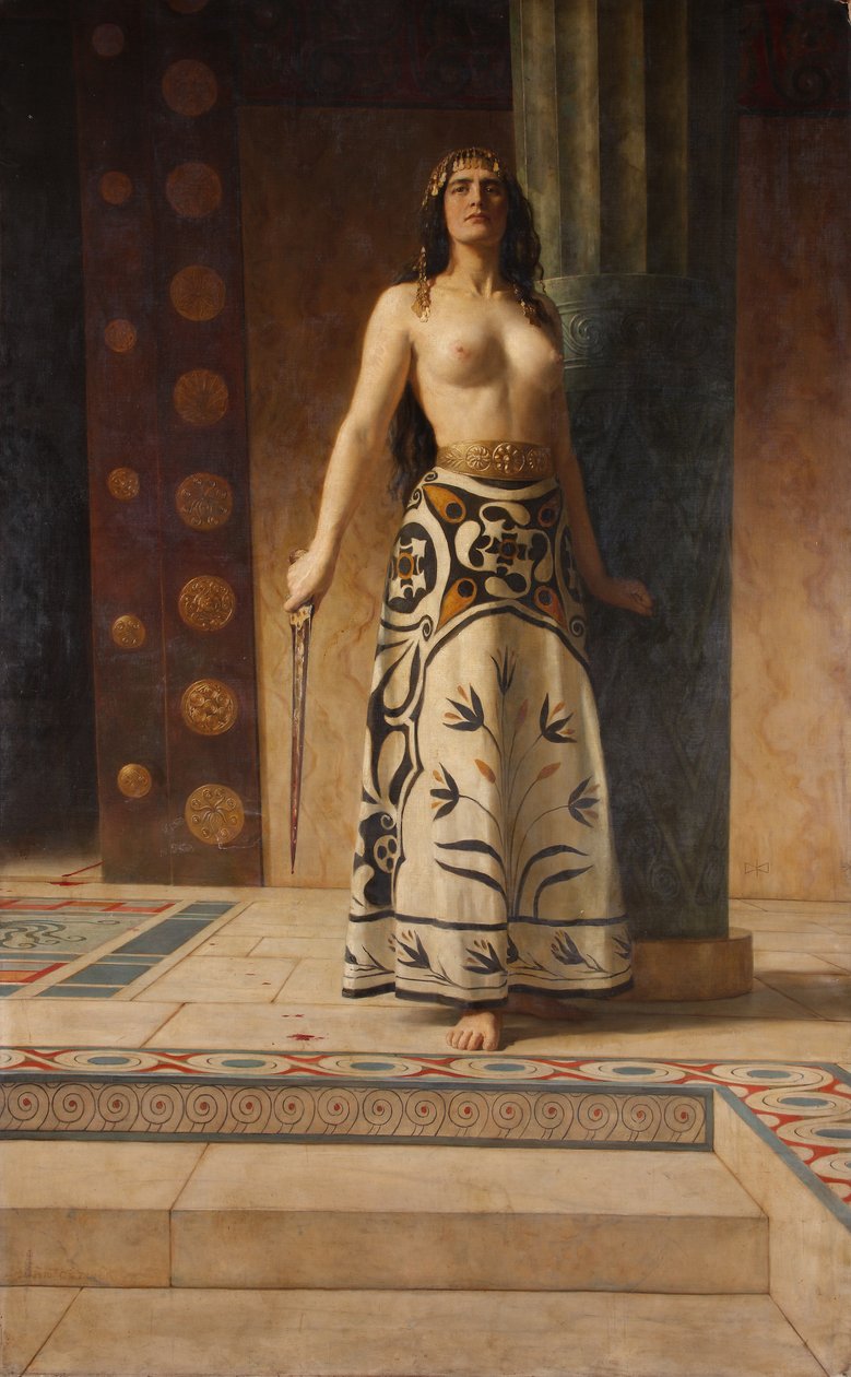 Clytemnestra, c.1914 (tuval üzerine yağlı boya) by John Collier