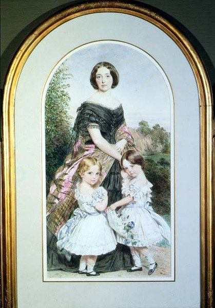 İki kızı olan bir bayanın portresi by John Collingham Moore