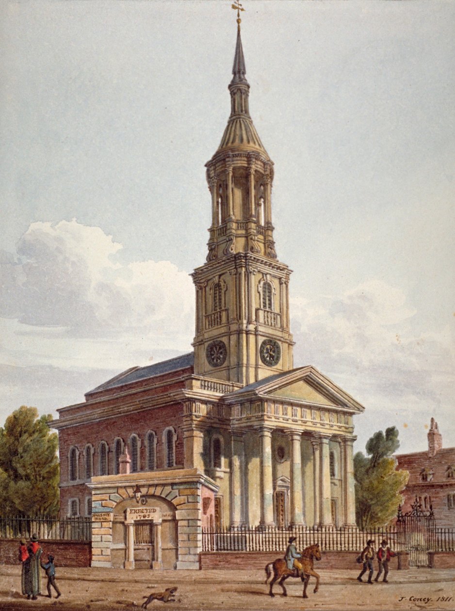 Aziz Leonard Kilisesi, Shoreditch, Londra, 1811 by John Coney